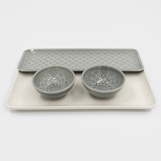 Conjunto Tabuleiros Verity Branco e Cinza