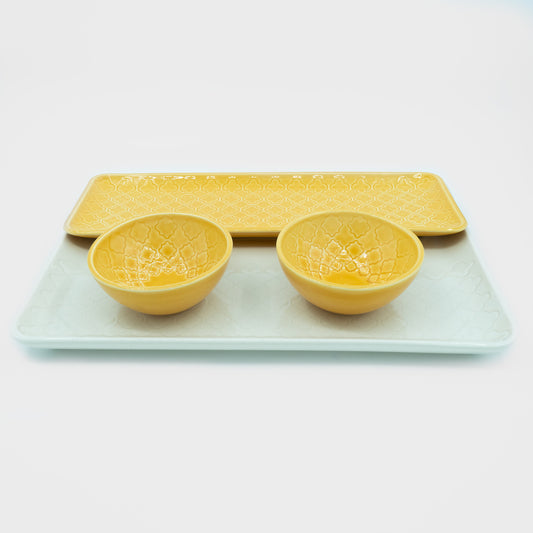 Conjunto Tabuleiros Verity Branco e Amarelo