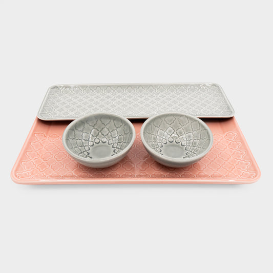 Conjunto Tabuleiros Verity Rosa e Cinza