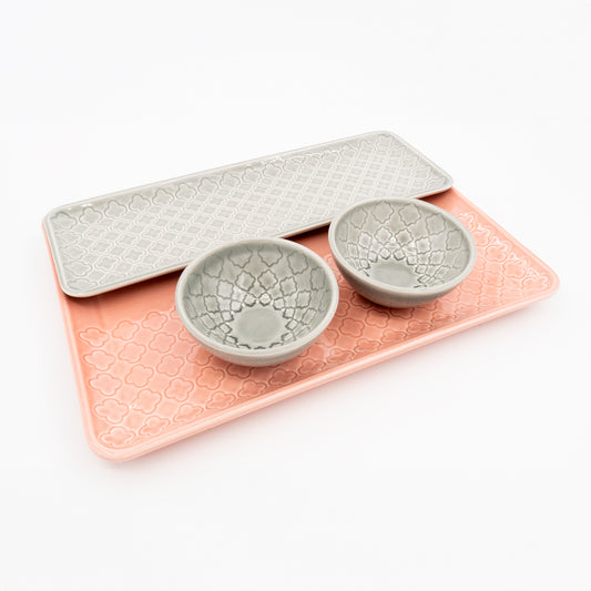 Conjunto Tabuleiros Verity Rosa e Cinza