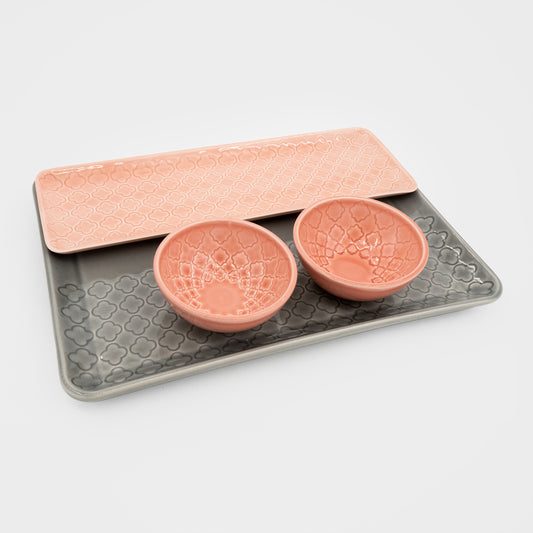 Conjunto Tabuleiros Verity Cinza e Rosa