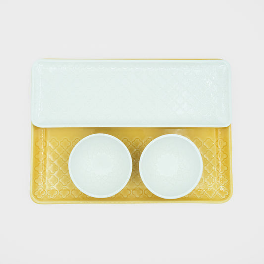 Conjunto Tabuleiros Verity Amarelo e Branco
